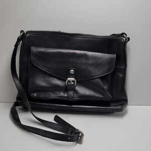 Patricia Nash Kirby East West leather crossbody bag in black.